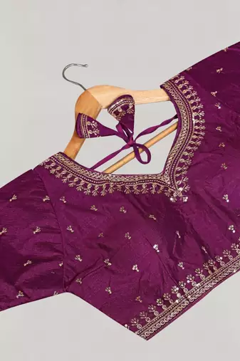 Designer fancy vichitra silk embroidered stitched blouse