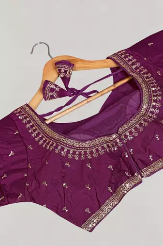 Designer fancy vichitra silk embroidered stitched blouse