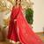 Red bandhej print faux georgette anarkali gown set with dupatta