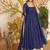 Blue bandhej print faux georgette anarkali gown set with dupatta