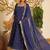Blue bandhej print faux georgette anarkali gown set with dupatta
