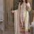 Cream pure roman silk blend embroidered kurta set with dupatta