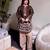 Brown pure roman silk blend embroidered kurta & farshi palazzo set