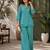 Teal blue Rakshabandhan Spacial gold crush kurti palazzo set with embellished koti