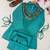 Teal blue Rakshabandhan Spacial gold crush kurti palazzo set with embellished koti