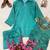 Teal blue Rakshabandhan Spacial gold crush kurti palazzo set with embellished koti