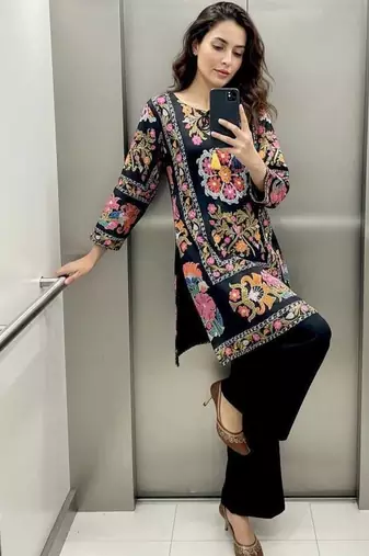 Black magic cotton kurti palazzo co-ord set