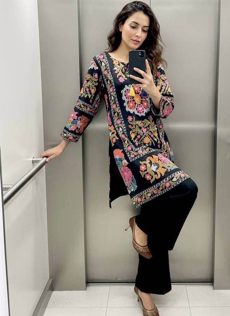 Black magic cotton kurti palazzo co-ord set