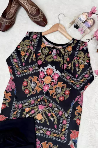 Black magic cotton kurti palazzo co-ord set