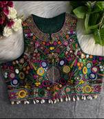 Green navratri special kutchi work blouse