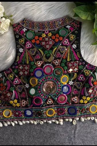 Green navratri special kutchi work blouse