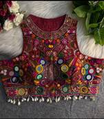 Maroon navratri special kutchi work blouse