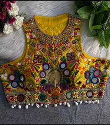 Yellow navratri special kutchi work blouse