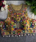 Gold navratri special kutchi work blouse
