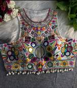 White navratri special kutchi work blouse