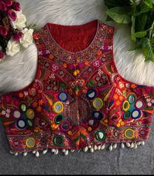 Red navratri special kutchi work blouse