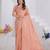 Peach Pure Kanjeevaram Silk Blend Rose Floral Woven Zari Design Saree With Stitched Blouse  