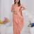 Peach Pure Kanjeevaram Silk Blend Rose Floral Woven Zari Design Saree With Stitched Blouse  