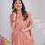 Peach Pure Kanjeevaram Silk Blend Rose Floral Woven Zari Design Saree With Stitched Blouse  
