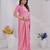Baby Pink Pure Kanjeevaram Silk Blend Rose Floral Woven Zari Design Saree With Stitched Blouse  