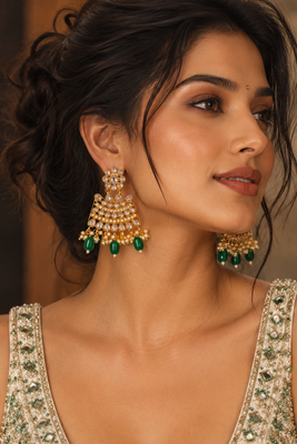 Antique green polki earrings 1