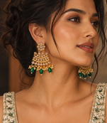 Antique green polki earrings