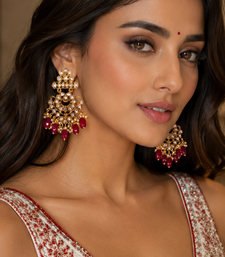 Antique red dangler polki earrings