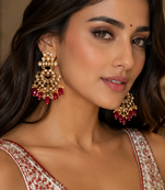 Antique red dangler polki earrings