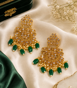 Antique green dangler polki earrings