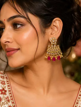 Antique Gold Polki Earrings
