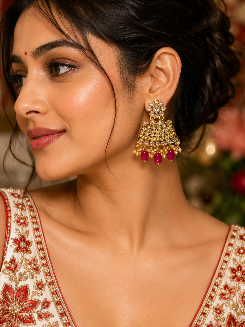 Antique Gold Polki Earrings