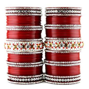 acrylic plastic suhag panjubi chura red colour  size-2.4,2.6,2.8,2.10 1