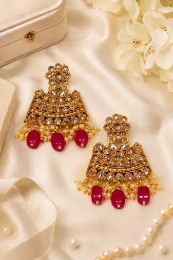 Antique Gold Polki Earrings
