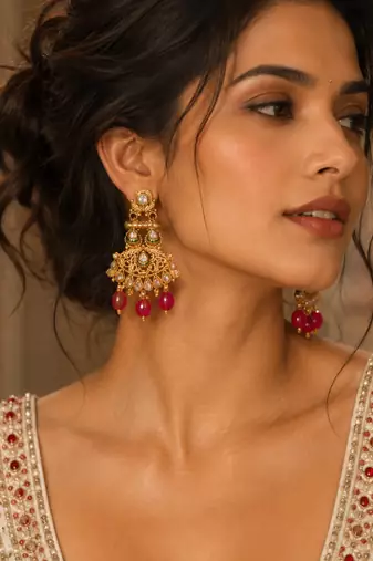 Antique Stone Polki Kundan Earrings