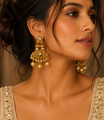 Antique pearl polki kundan earrings