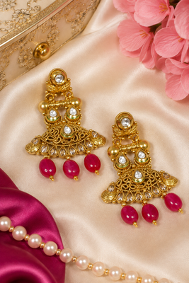 Antique Stone Polki Kundan Earrings 2