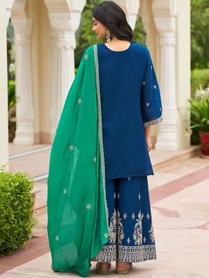 Women Ethnic Motifs Embroidered Regular Kurta with Palazzos & With Dupatta 5