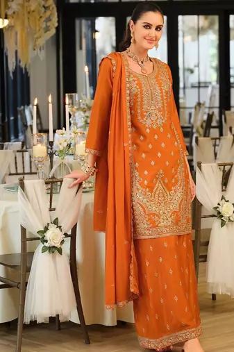 Women Ethnic Motifs Embroidered Regular Kurta with Palazzos & With Dupatta