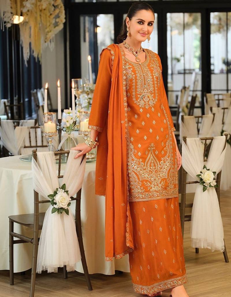 Women Ethnic Motifs Embroidered Regular Kurta with Palazzos & With Dupatta