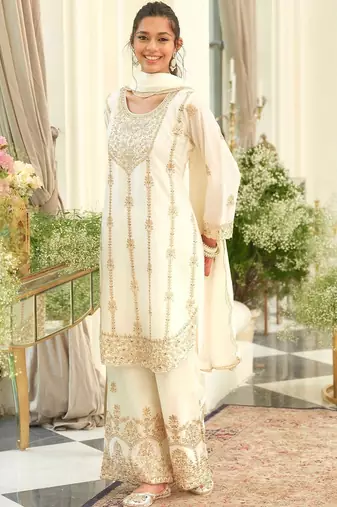 Women Ethnic Motifs Embroidered Regular Gotta Patti Kurta with Palazzos & With Dupatta