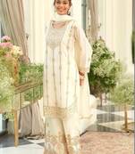 Women Ethnic Motifs Embroidered Regular Gotta Patti Kurta with Palazzos & With Dupatta