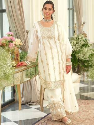 Women Ethnic Motifs Embroidered Regular Gotta Patti Kurta with Palazzos & With Dupatta 5