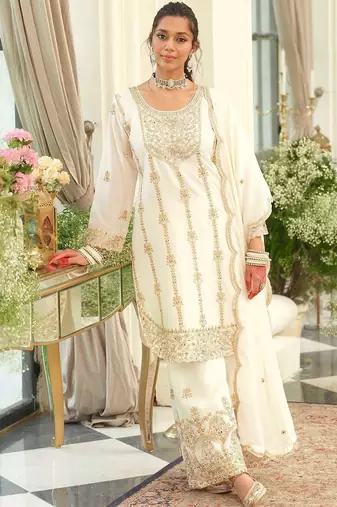 Women Ethnic Motifs Embroidered Regular Gotta Patti Kurta with Palazzos & With Dupatta