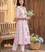 Women Ethnic Motifs Printed Empire Thread Work Pure Cotton Kurta with Trousers