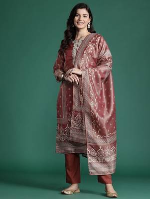 Ethnic Motifs Embroidered Kurta with Trousers & With Dupatta 2