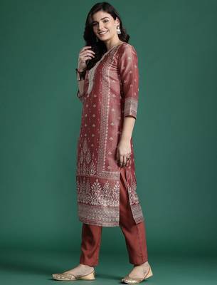 Ethnic Motifs Embroidered Kurta with Trousers & With Dupatta 6