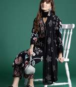 Floral Printed Sequinned Pure Cotton Kurta With Trousers & Dupatta