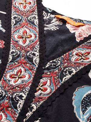Floral Printed Sequinned Pure Cotton Kurta With Trousers & Dupatta 2