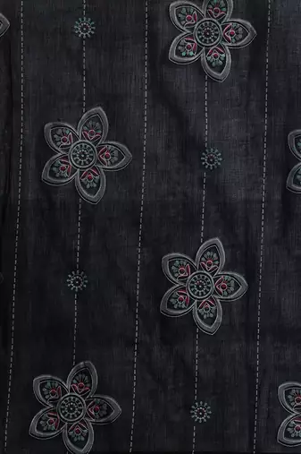 Floral Printed Sequinned Pure Cotton Kurta With Trousers & Dupatta