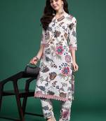 Floral Printed Regular Pure Cotton Kurta with Trousers